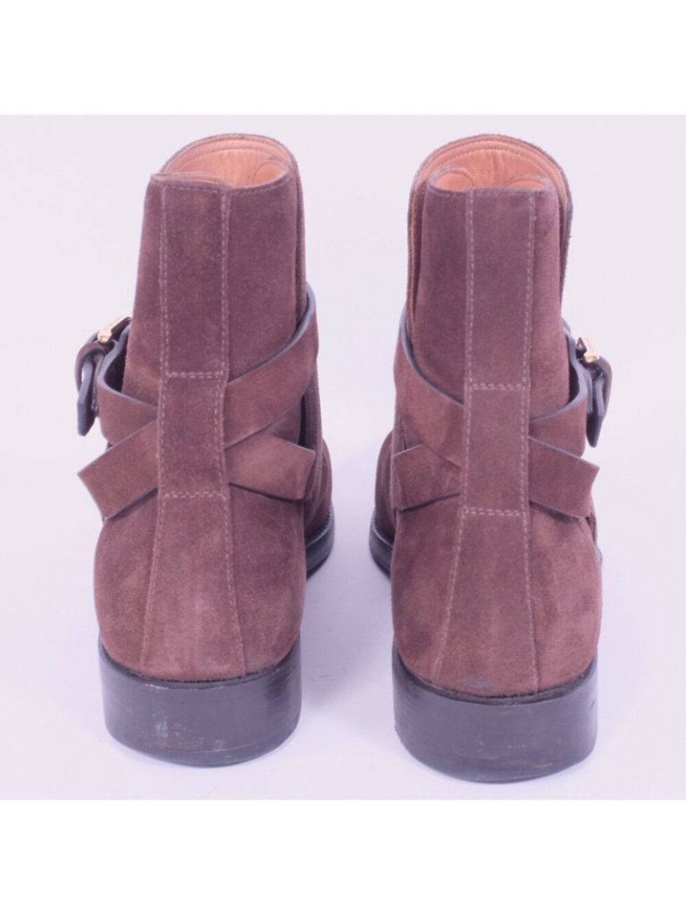 Ralph Lauren Purple Label 8.5 Ankle Boots Welington brown suede ankle strap - Picture 6 of 11